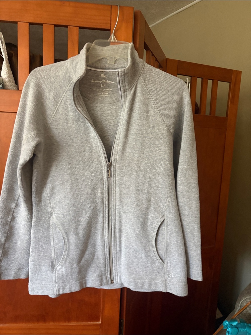 Tommy Bahama Light Gray Full-Zip Fleece Jacket